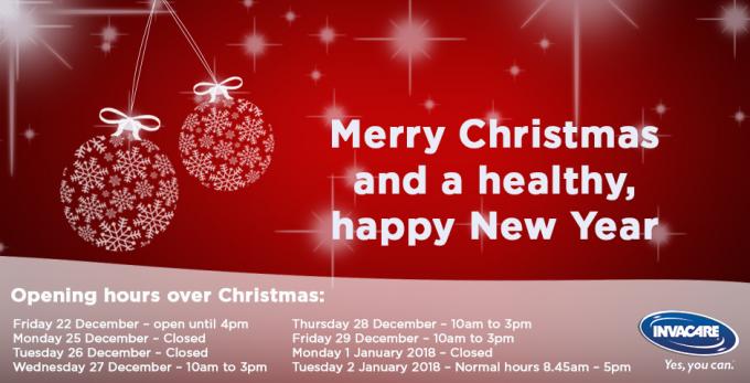 Invacare Christmas opening hours Invacare Christmas opening hours